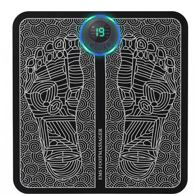 EMS foot massage mat flat on white background with LED display