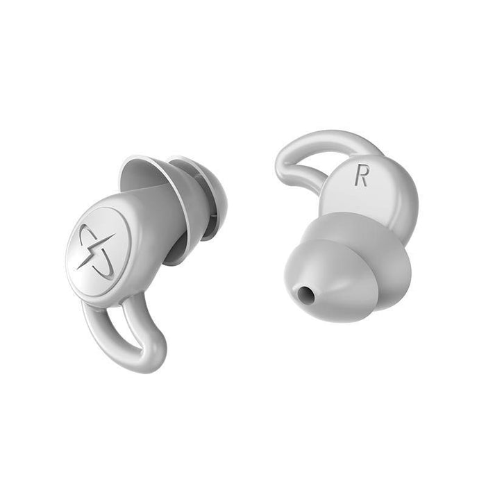 White silicone ear plugs pair on white background
