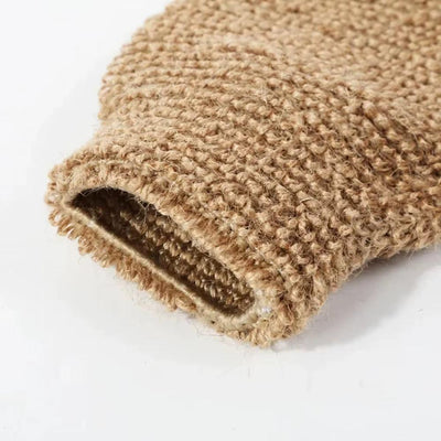 Close-up of coarse woven jute exfoliating texture