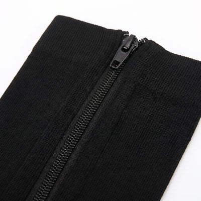 Macro closeup of zipper and ribbed knit fabric