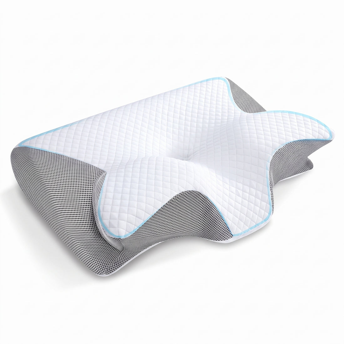 Contour memory foam pillow at three quarter angle