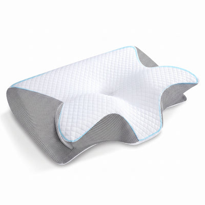 Contour memory foam pillow at three quarter angle
