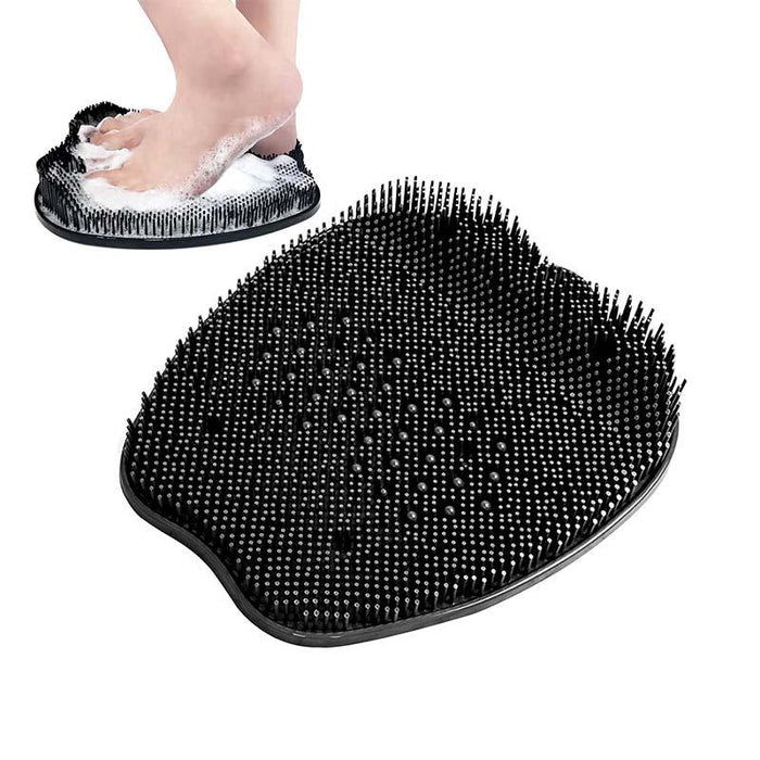 Black silicone foot scrubber mat with suction cups