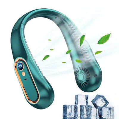 Green hands-free neck fan cooling design