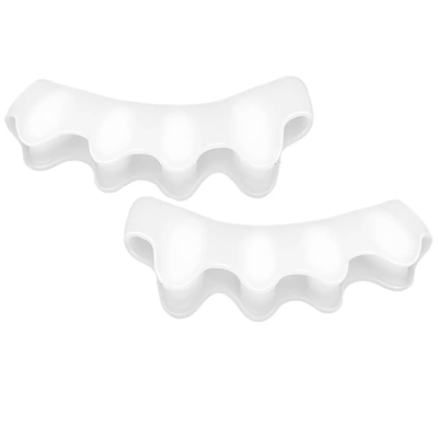 Pair of white silicone toe alignment separators