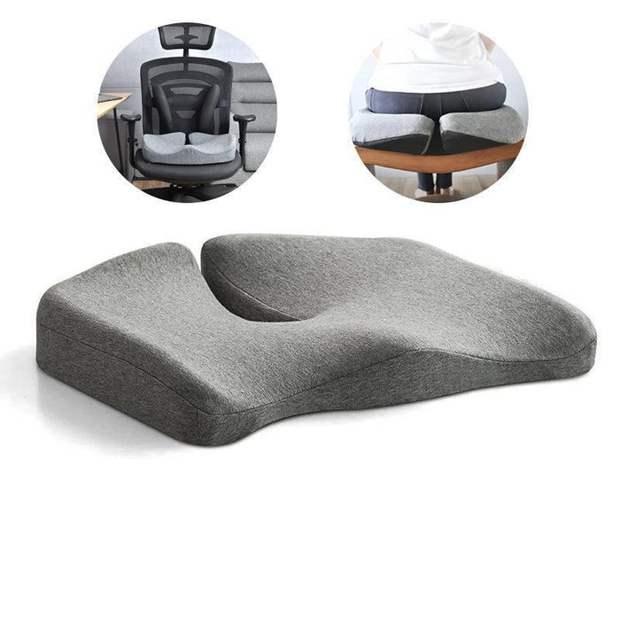 memory foam seat cushion with usage insets on chair and bench